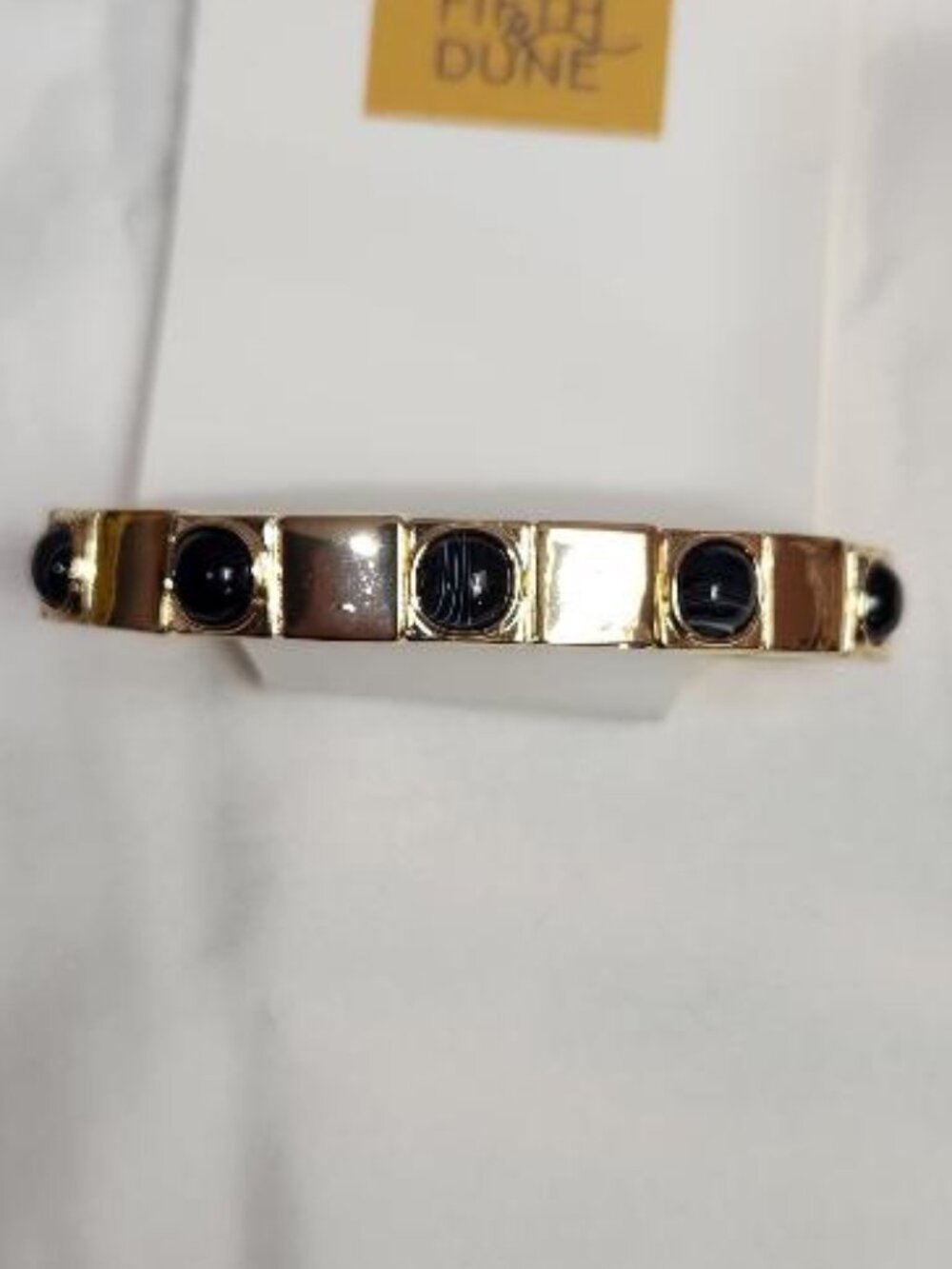 Fifth & Dune Onyx Semi Stone Stretch Tile Bracelet - Picture 2 of 2